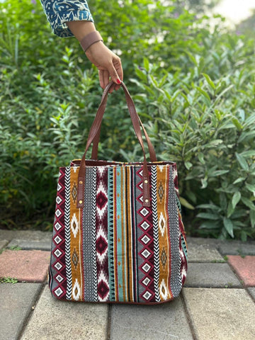 3 Compartments Unique Totes - Brown