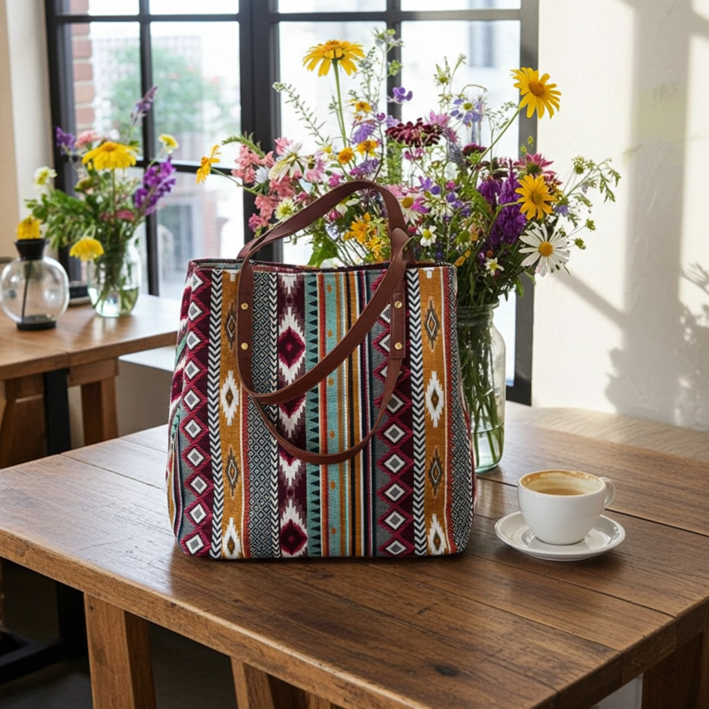 3 Compartments Unique Totes - Brown