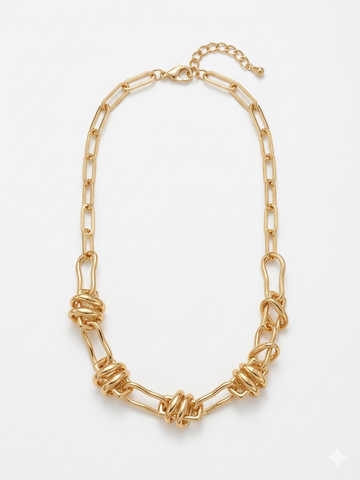Interlock Knot STATEMENT Necklace in 18K Gold Finish