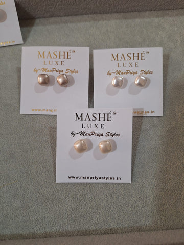 Medium sized square pearl studs