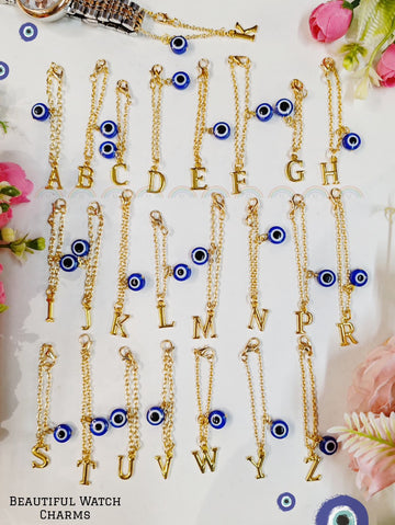 Personalised Evil Eye Initial Watch Charm
