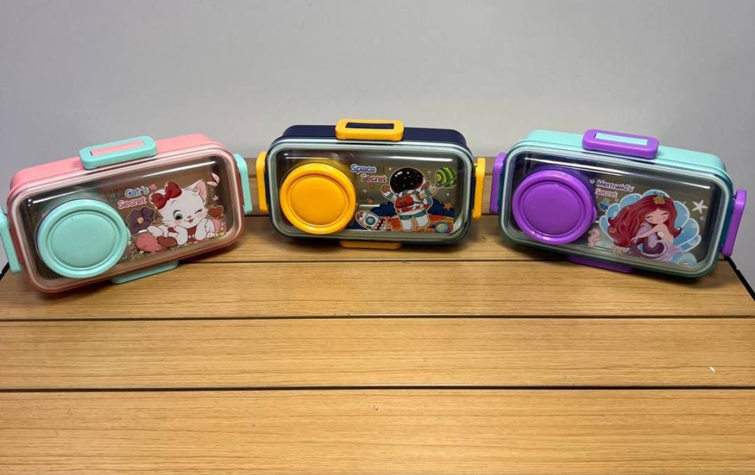 Kids Cartoon Lunch Box with Sauce Cup