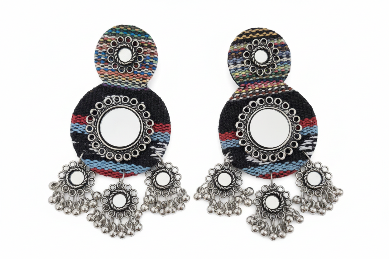 Bohemian Mirror Luxe Earrings - Background Removed