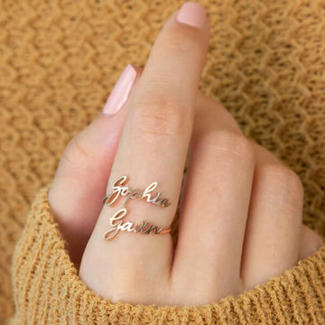 Two Names Customized Unisex Name Rings
