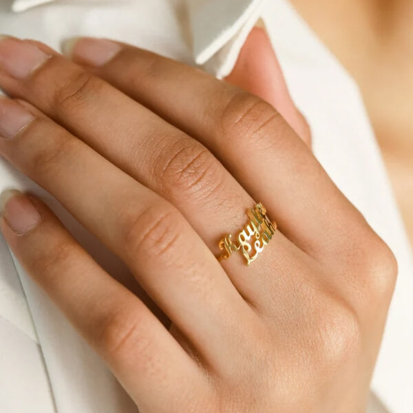 Two Names Customized Unisex Name Rings